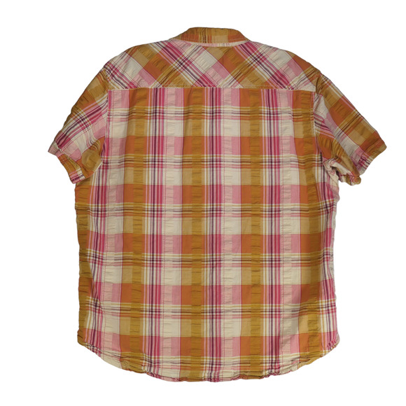 SBS Super Bad Shirt Button Up Mens XL Top Mustard Seersucker Flap Pockets Top - Picture 8 of 12